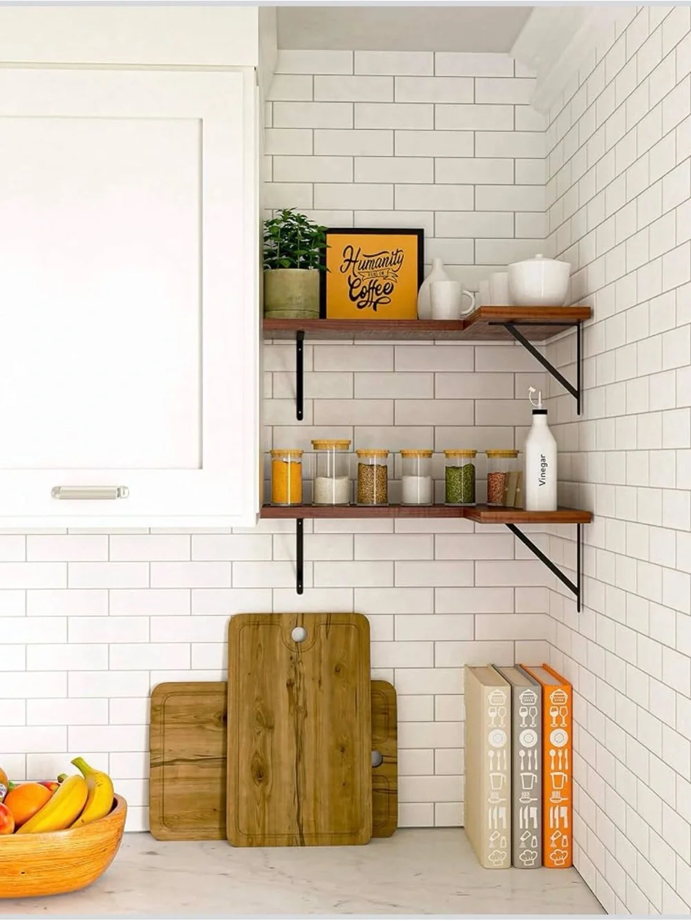 Metrogico Rustic Wood Corner Floating Shelves Set of 2 NIB